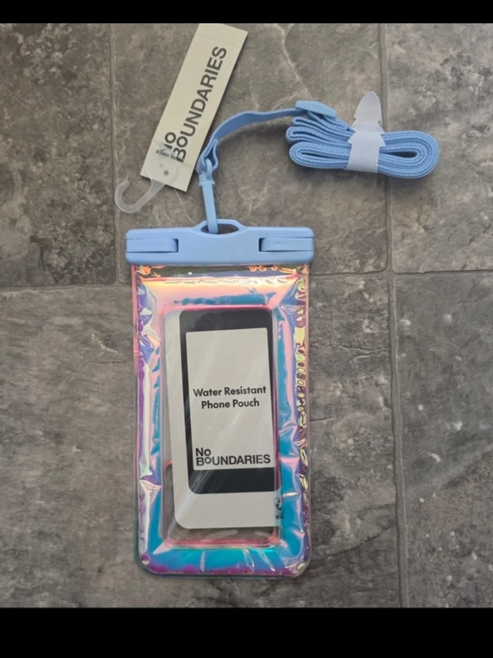 No Boundaries Holographic Waterproof Phone Pouch with Strap NWT